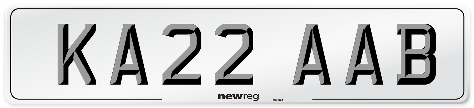 KA22 AAB Number Plate from New Reg